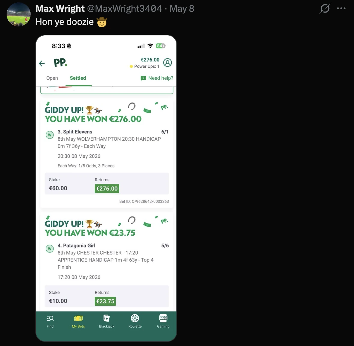 Example betting slip