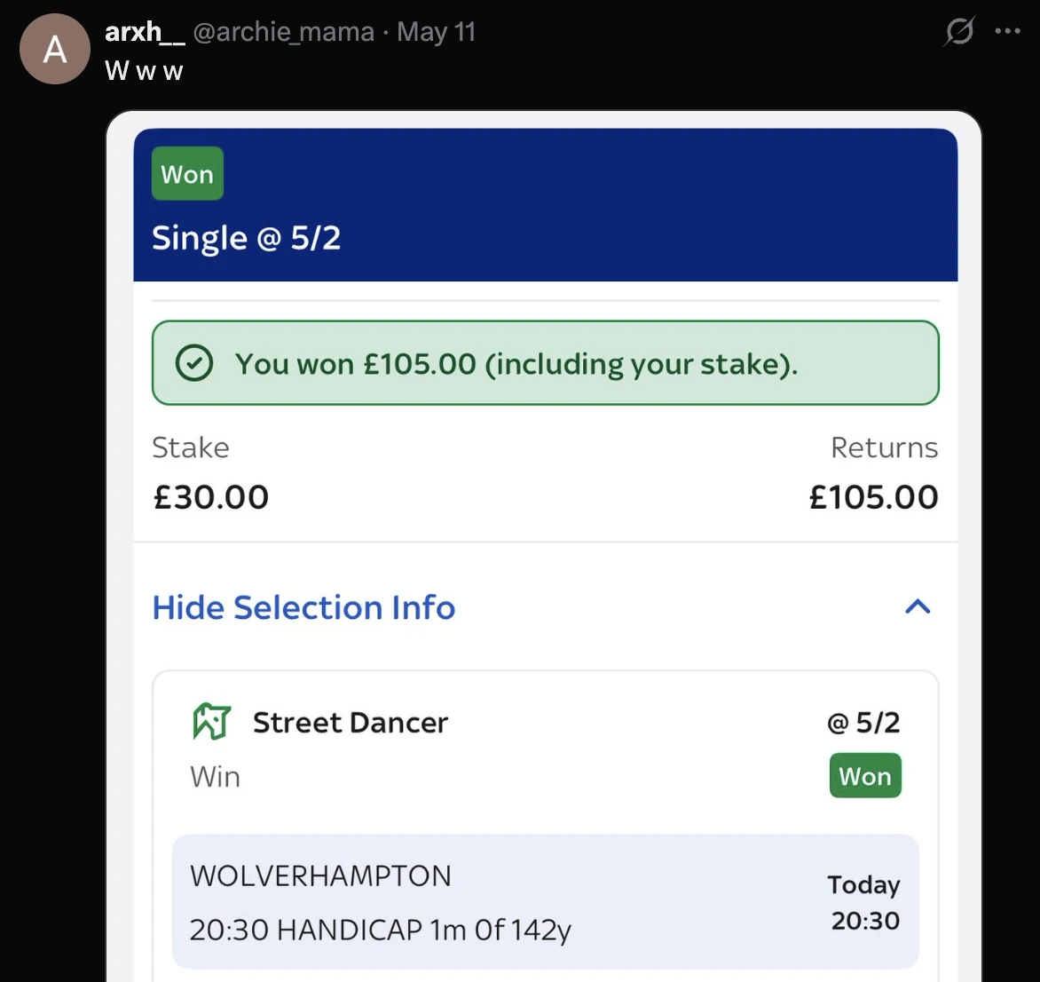 Example betting slip